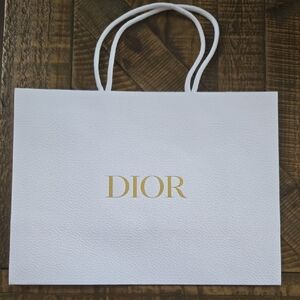 Dior White and Gold Shopping Bag